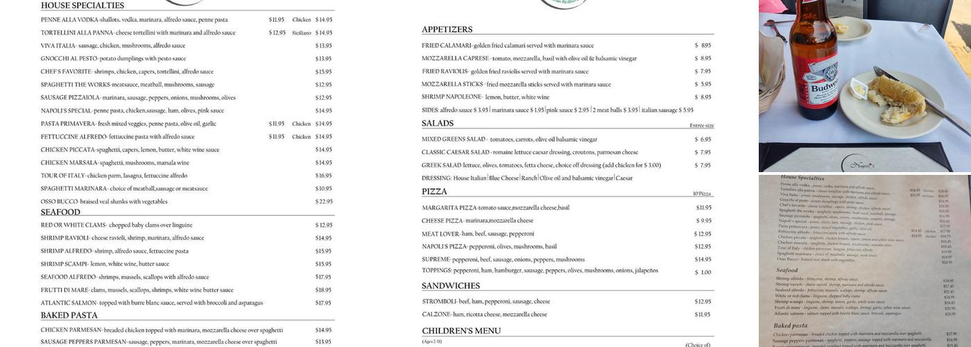 Napoli's Menu