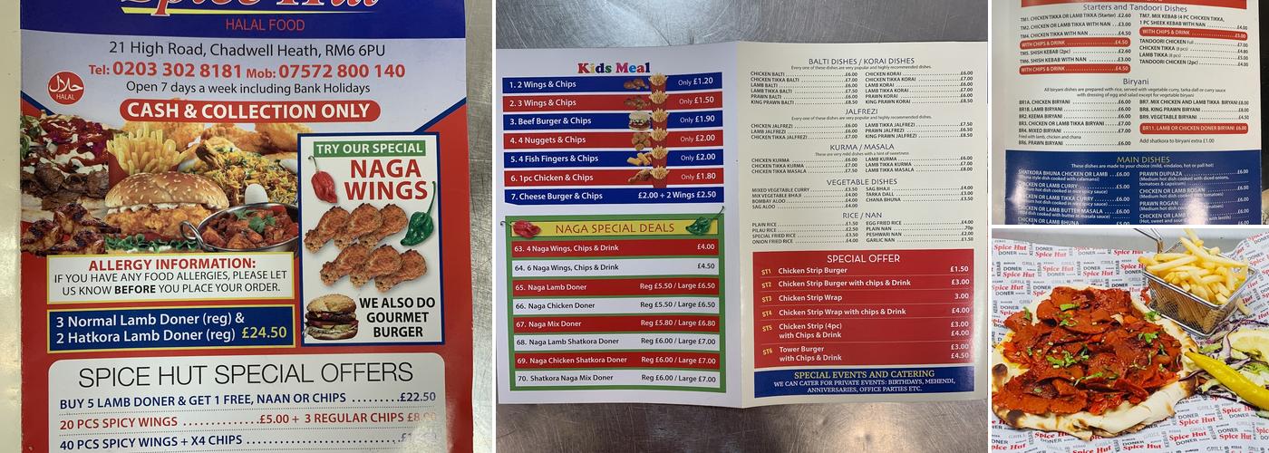 Spice Hut Chadwell Heath Menu