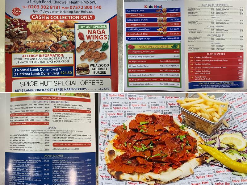 Spice Hut Chadwell Heath Menu