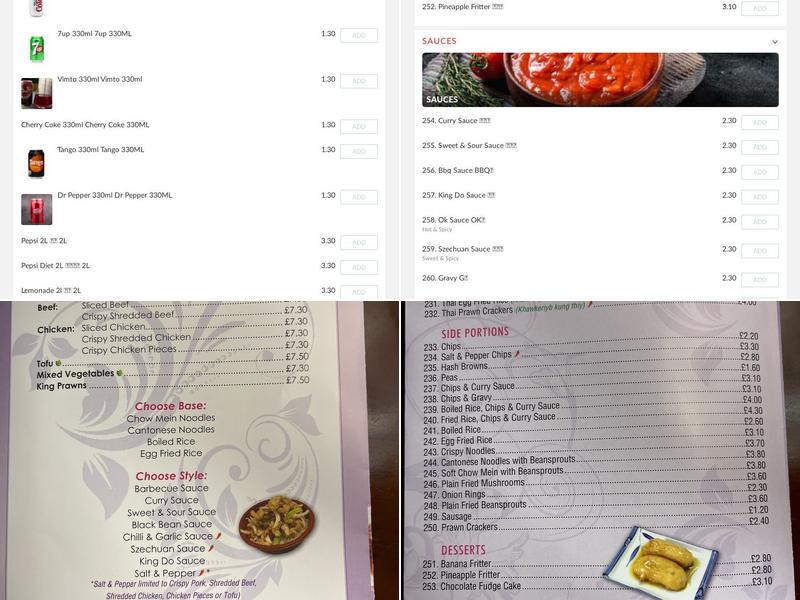 Chinese Open Kitchen Menu