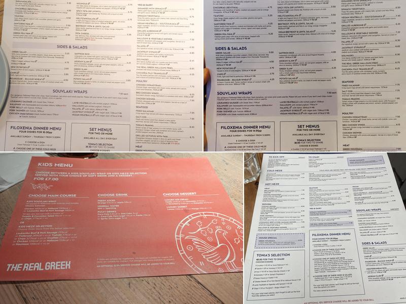 The Real Greek - Tower Bridge Menu