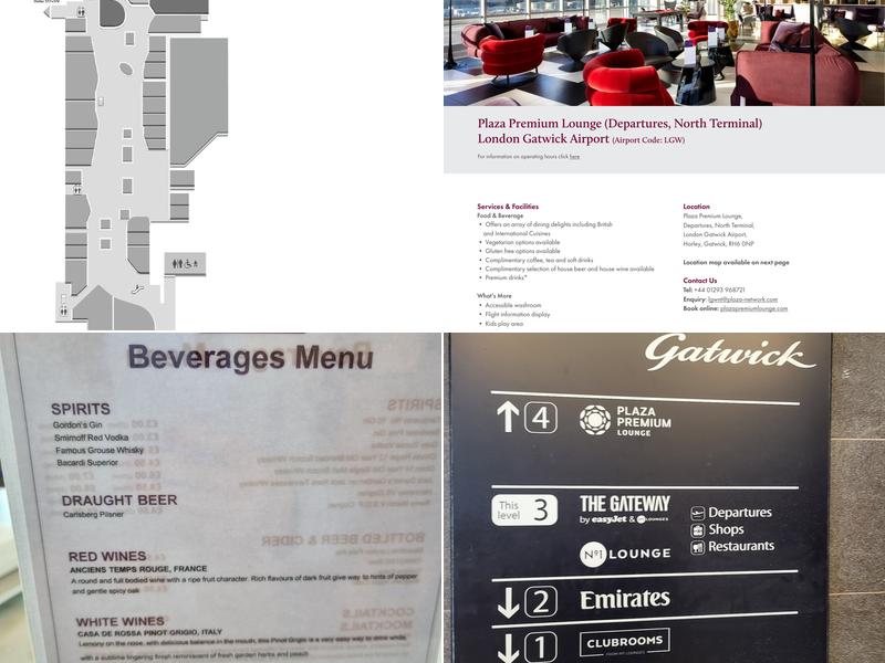Plaza Premium Lounge, London Gatwick Airport (LGW) Menu