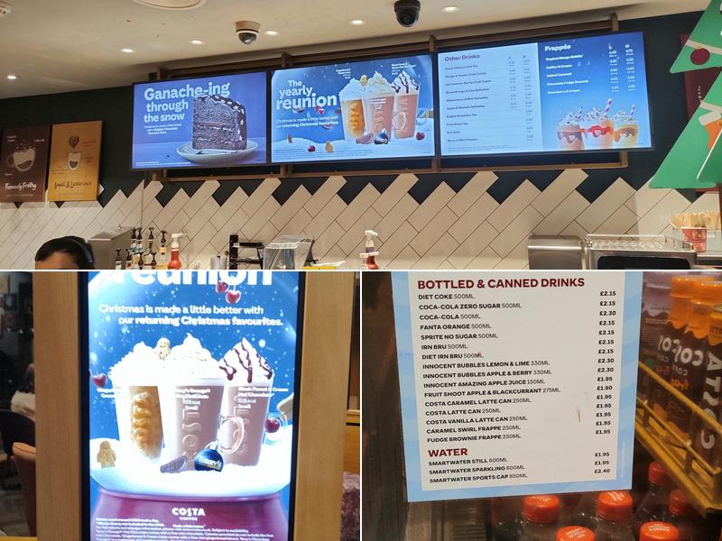 Costa Coffee Menu