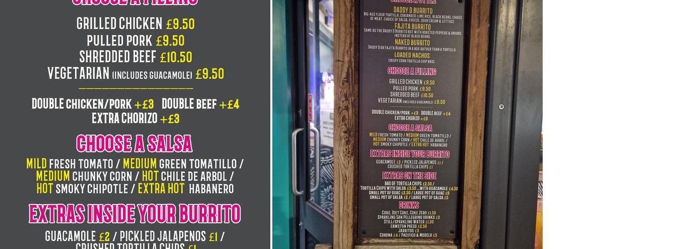 Daddy Donkey Mexican Grill Menu