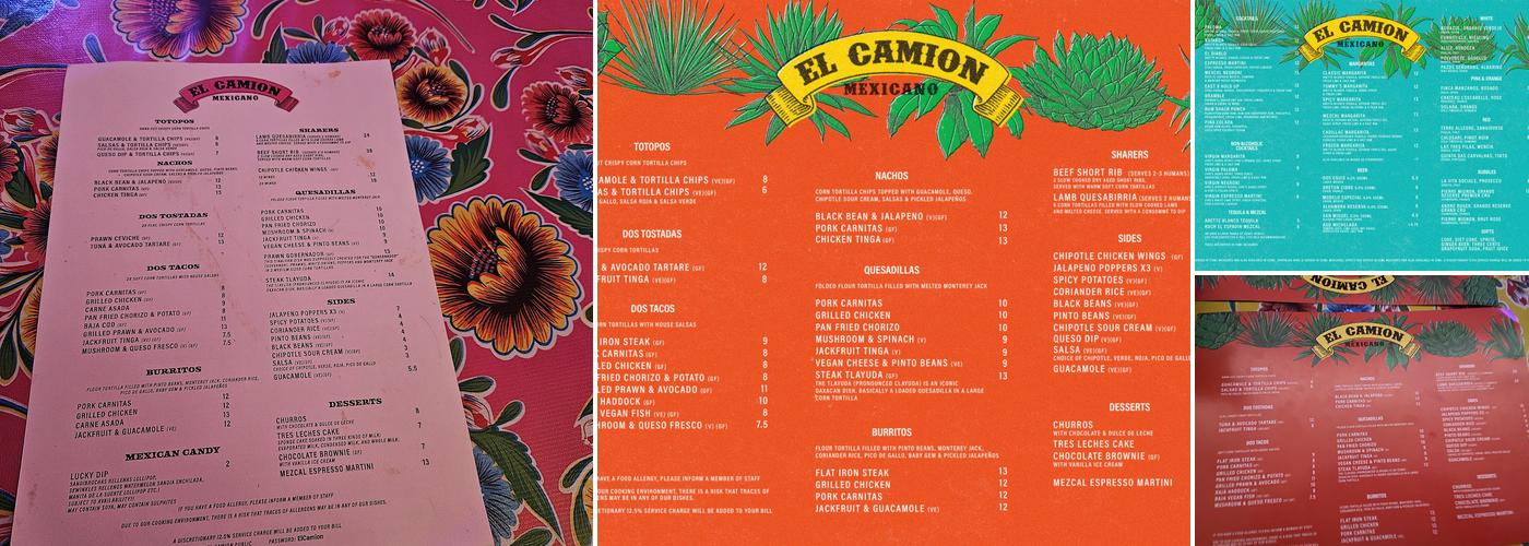 El Camion Menu