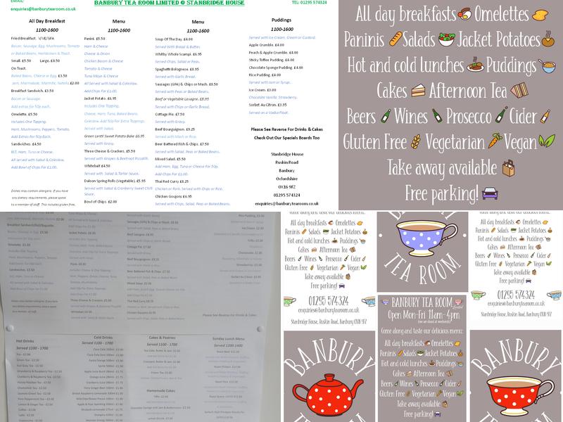 Banbury Tea Room Limited Menu