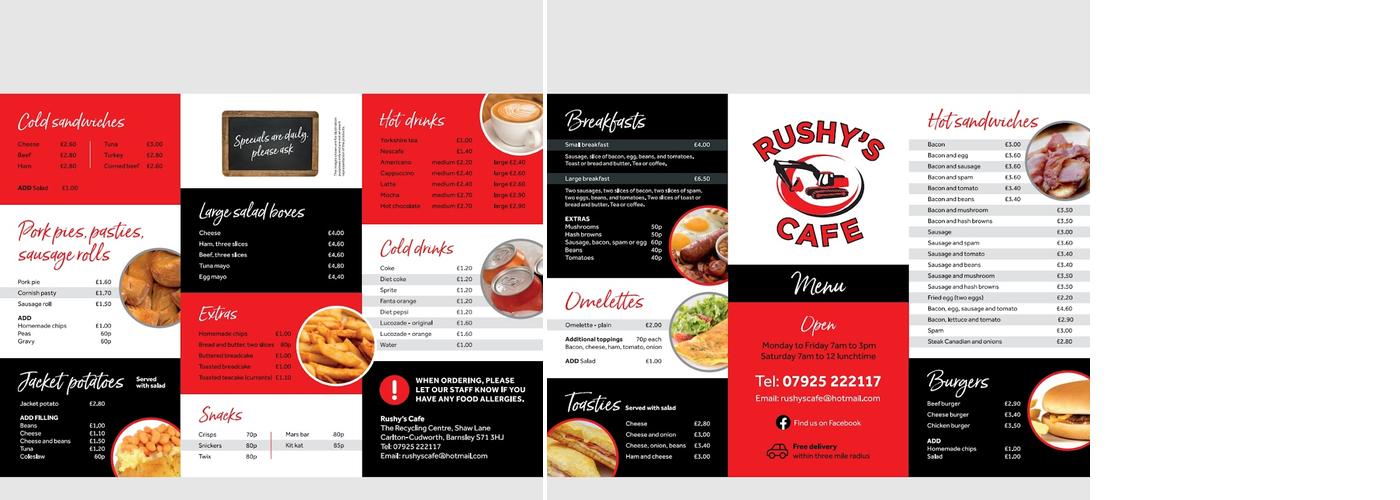 Rushy's cafe Menu