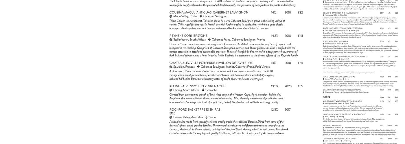 The Whalley Wine Bar Menu