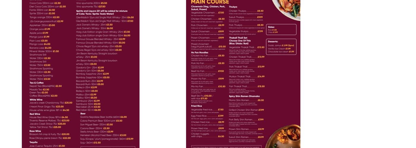Chulo Thakali Kitchen Menu