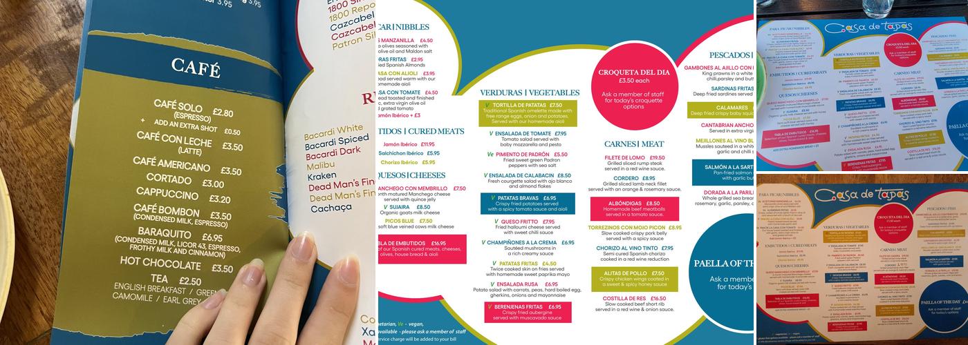 Casa De Tapas Menu