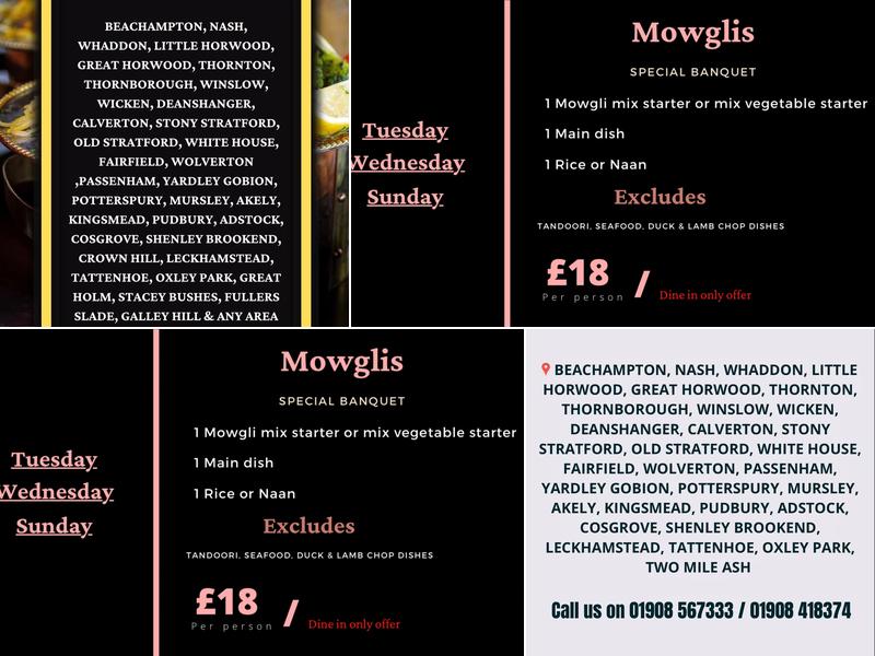Mowglis @ The Bell Inn - Milton keynes Menu