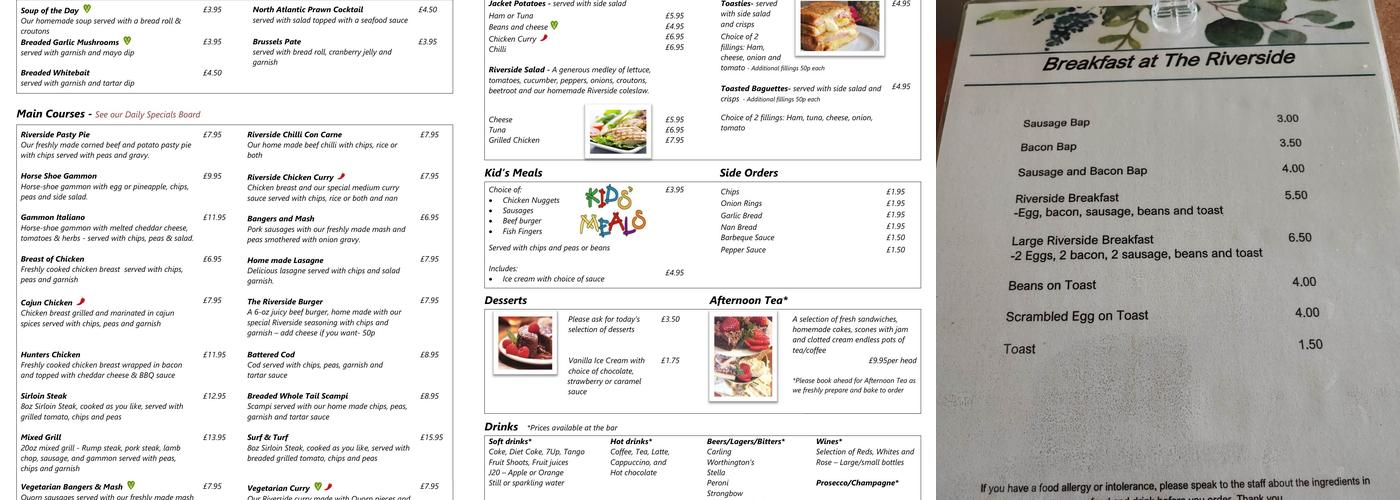 The Riverside Menu