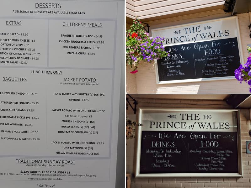 The Prince of Wales Menu