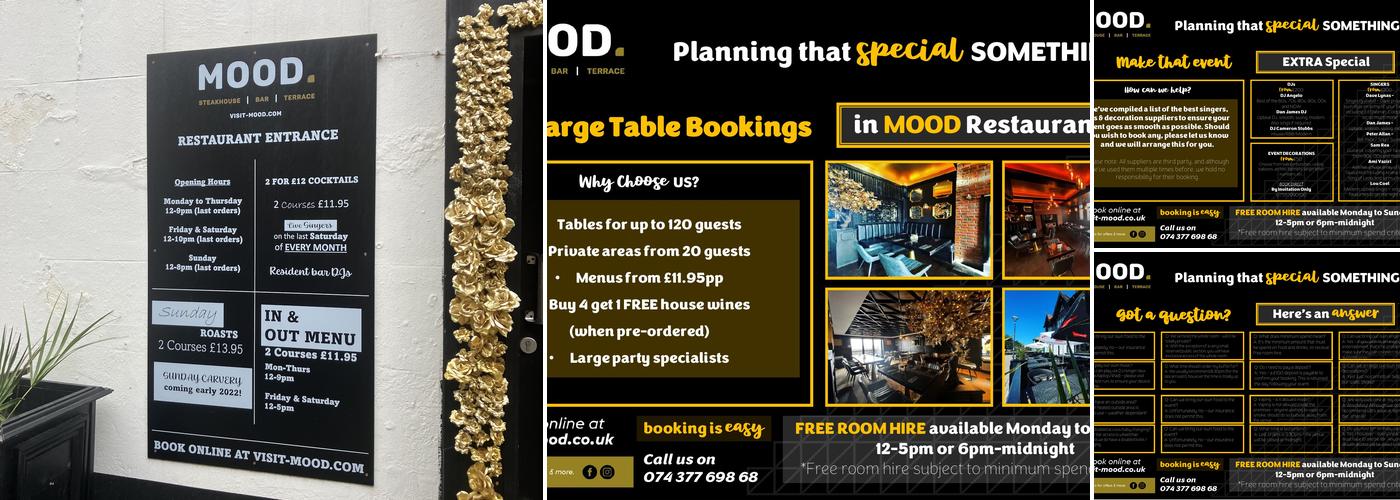 MOOD Bar & Steakhouse - Bedlington Menu