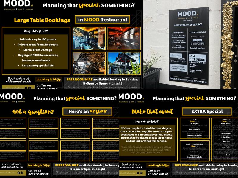 MOOD Bar & Steakhouse - Bedlington Menu