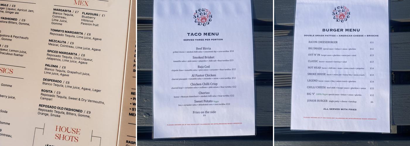 Low Slow and Dough Menu