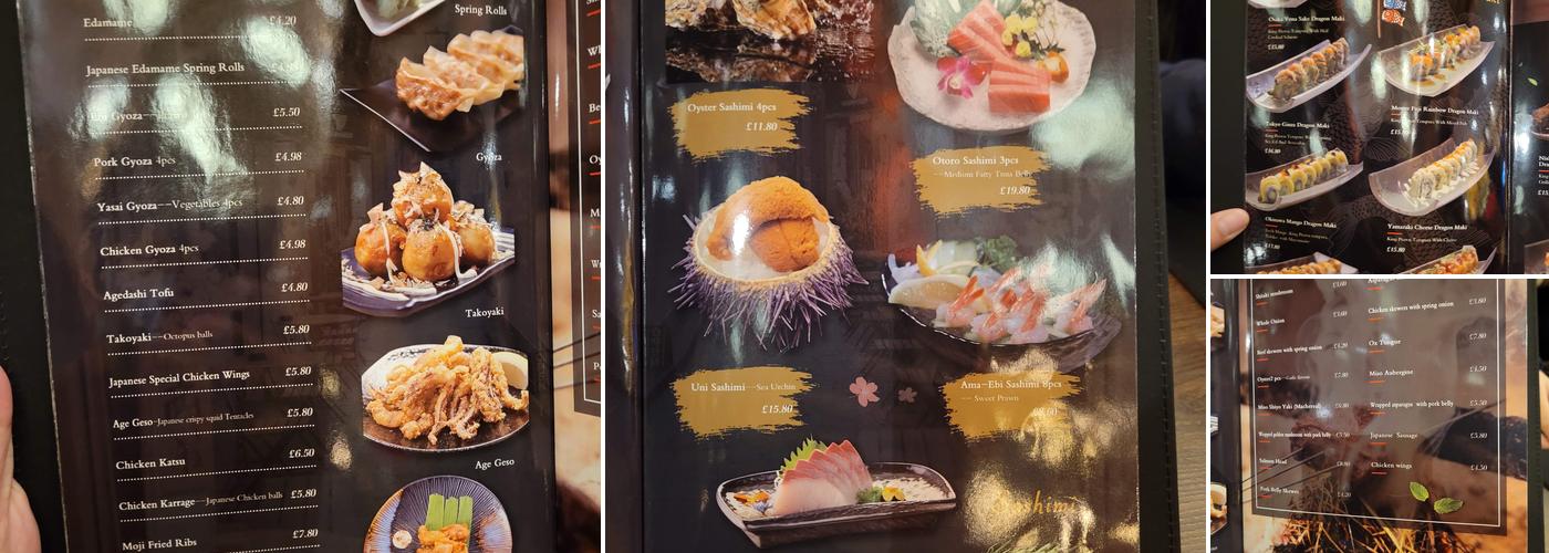 Tokyo izakaya Birmingham Menu