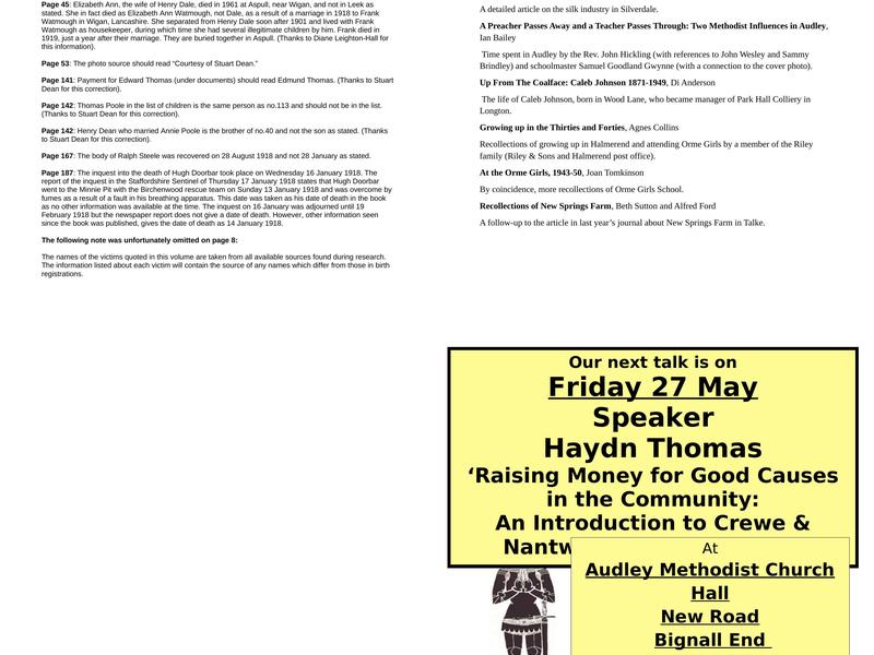 Audley and District Family History Society Menu