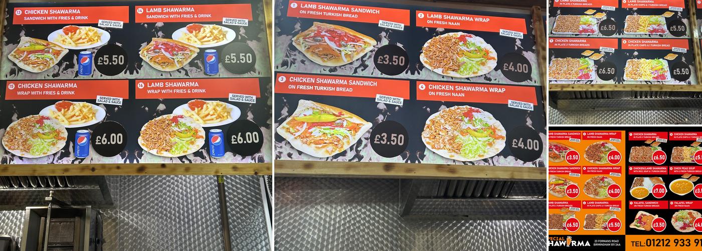 Special shawarma Menu