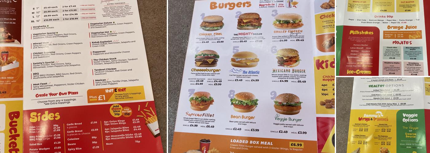 Sammy's Chicken n Shakes Menu