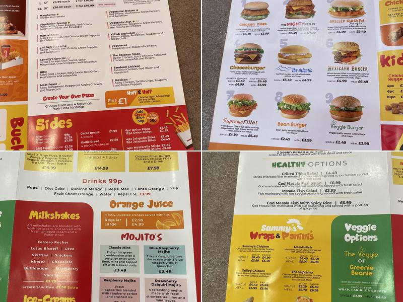 Sammy's Chicken n Shakes Menu