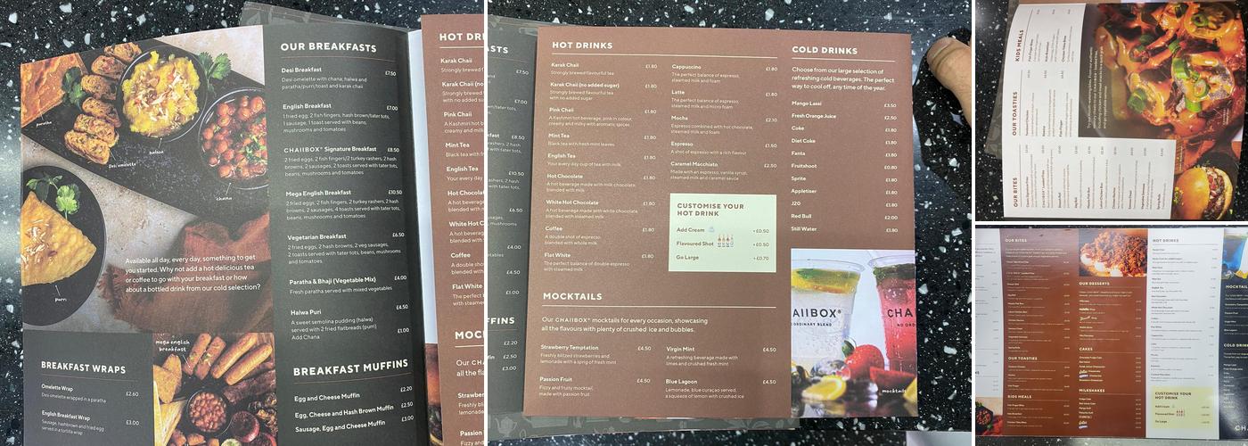Chaiibox Lozells Road Menu