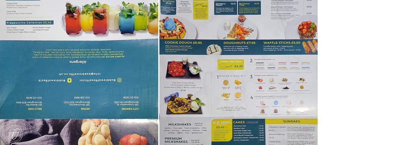 Bubble Waffles Menu