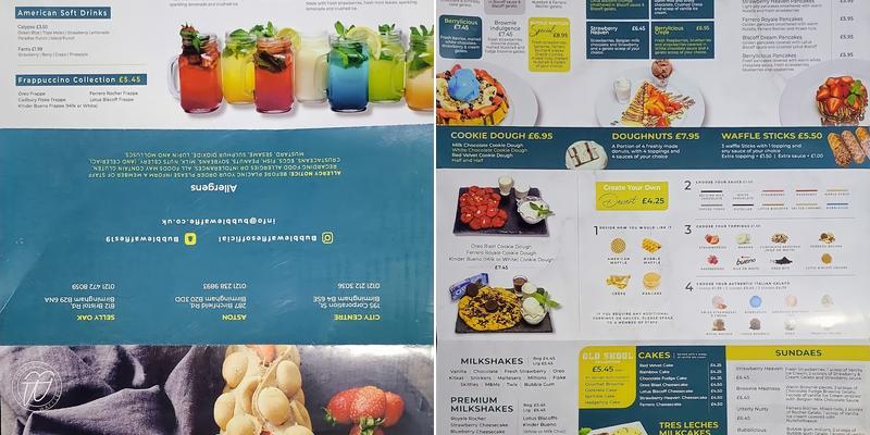 Bubble Waffles Menu