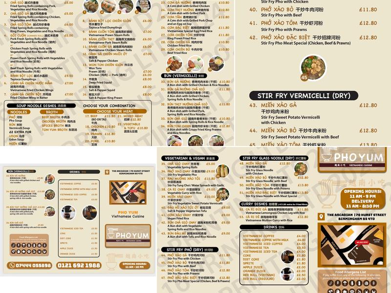 Pho Yum Menu
