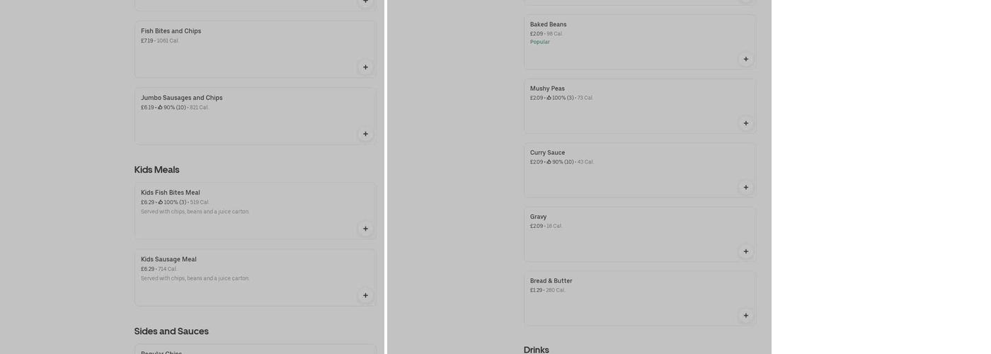 Harry Ramsden's Selly Oak Menu