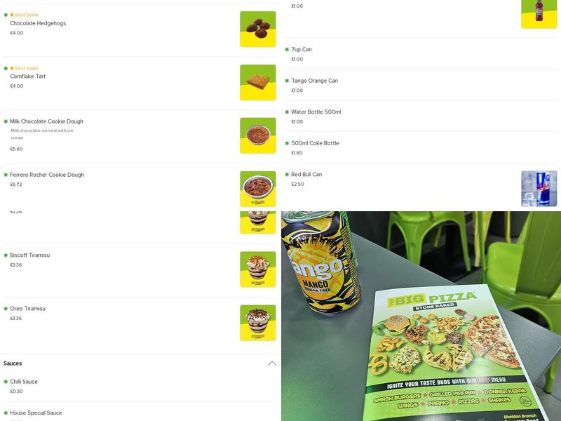 The Big Pizza Sheldon Menu