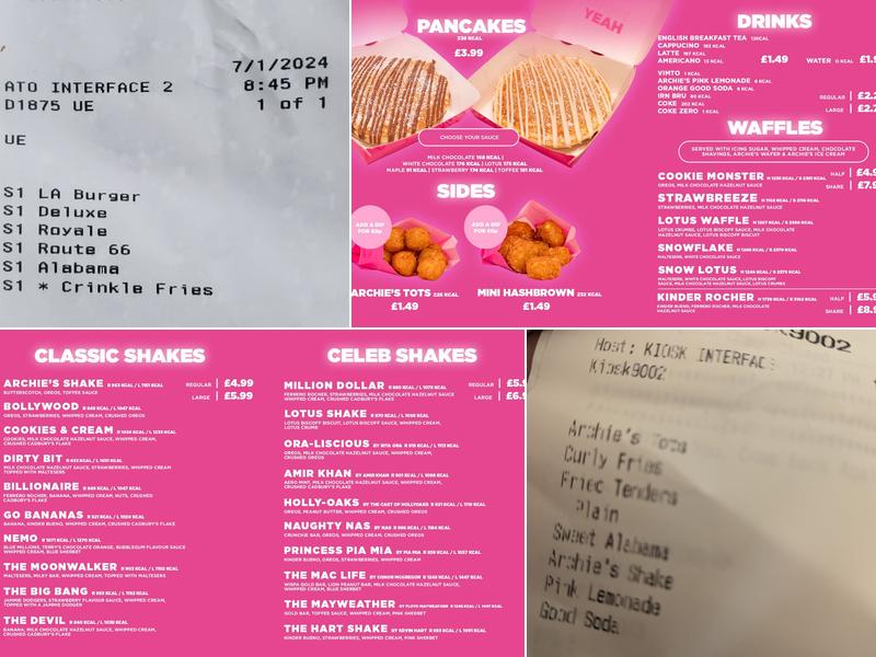 Archie's - Birmingham Menu