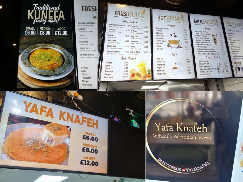 Yafa Knafeh Menu