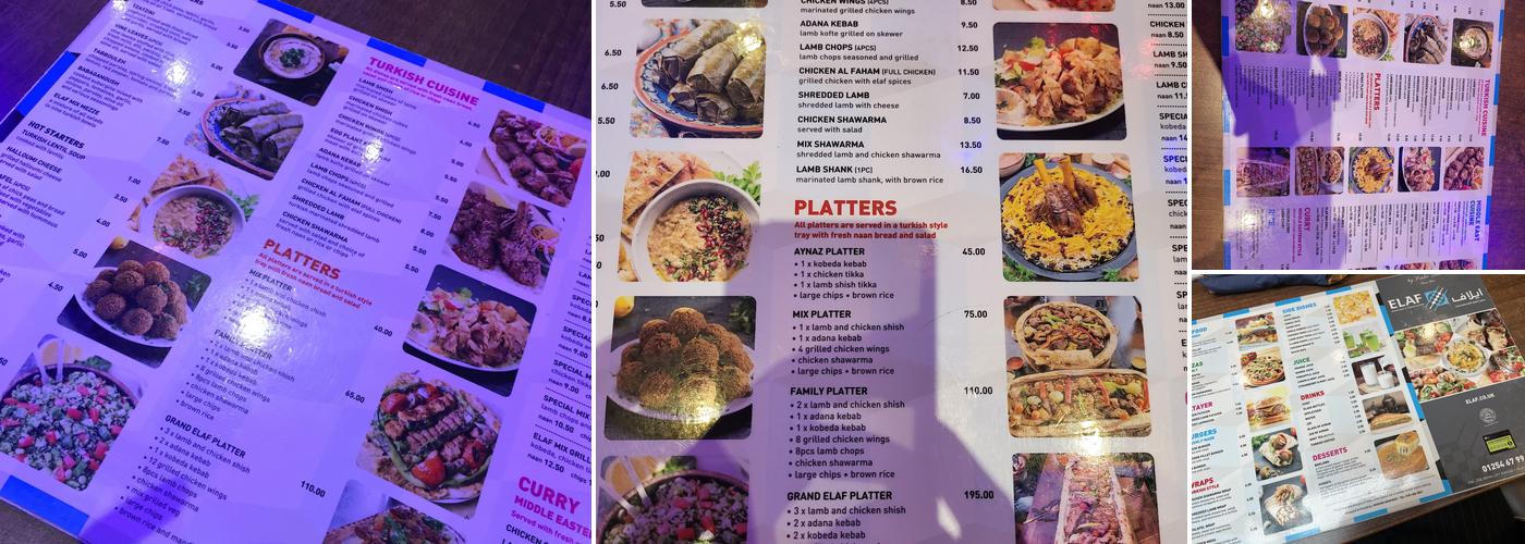 ELAF - Middle East & Turkish Cuisine Menu