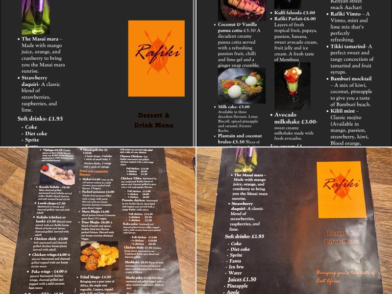 Rafiki Barbeque Catering company Menu