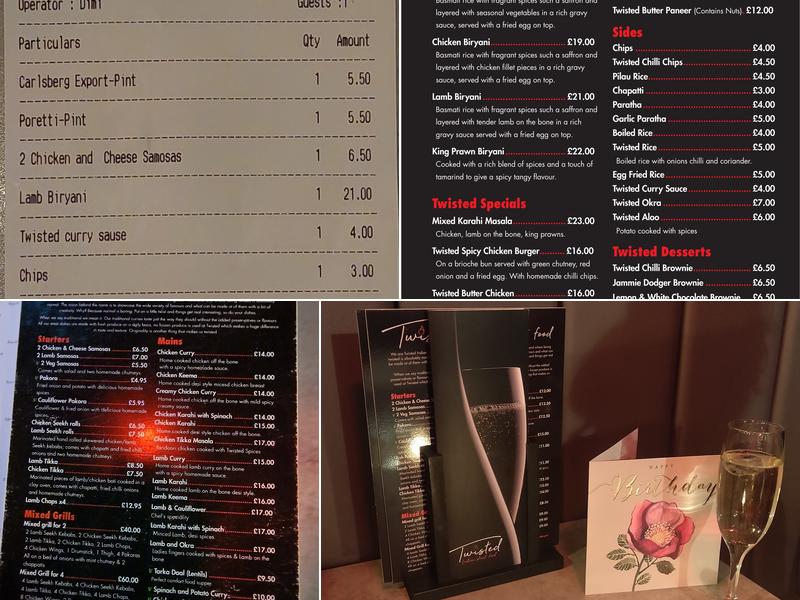 Twisted Indian street food blackpool Menu