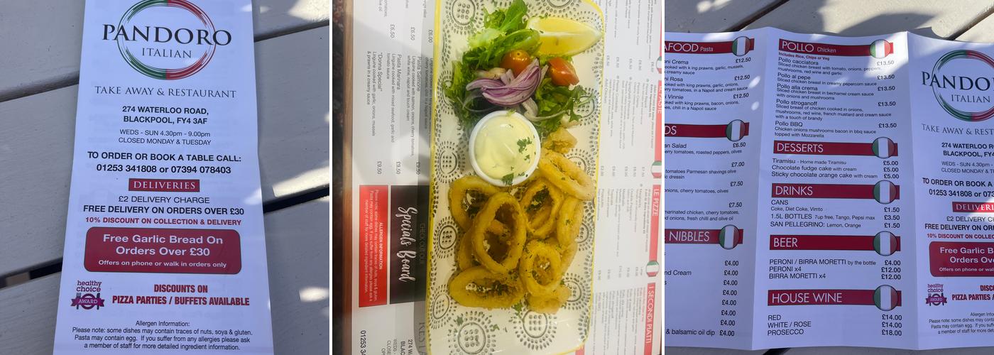 Pandoro Pizzeria Menu