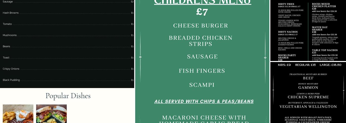 Rocks Bar & Grill Menu