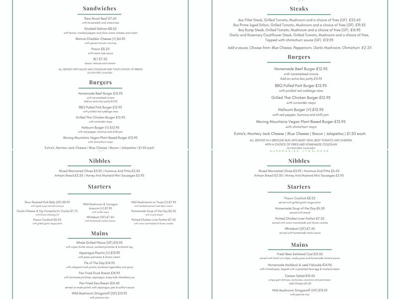 The Boundary Restaurant Menu