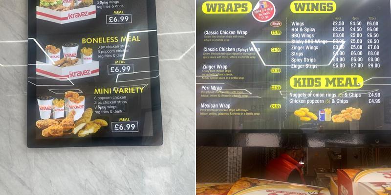 Kravez Takeaway Menu