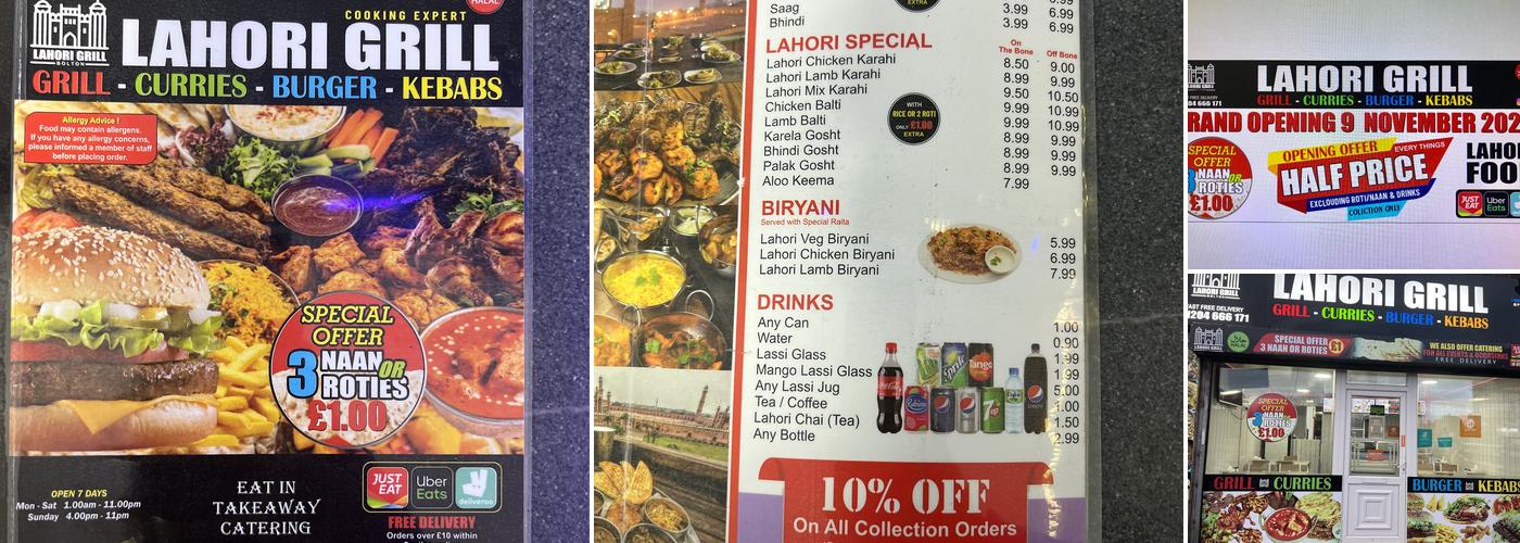 Lahori Grill Bolton Menu