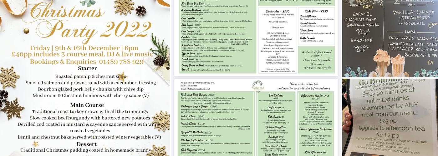Pinkmead Bistro & Tearooms Menu