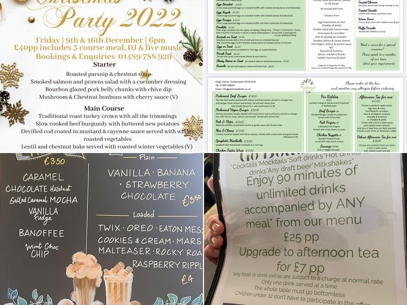 Pinkmead Bistro & Tearooms Menu