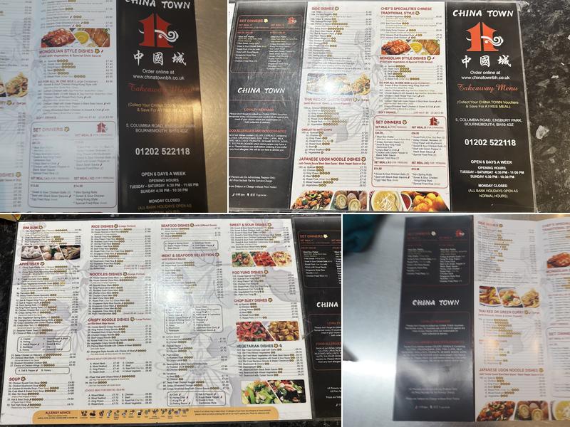 China Town Bournemouth Menu