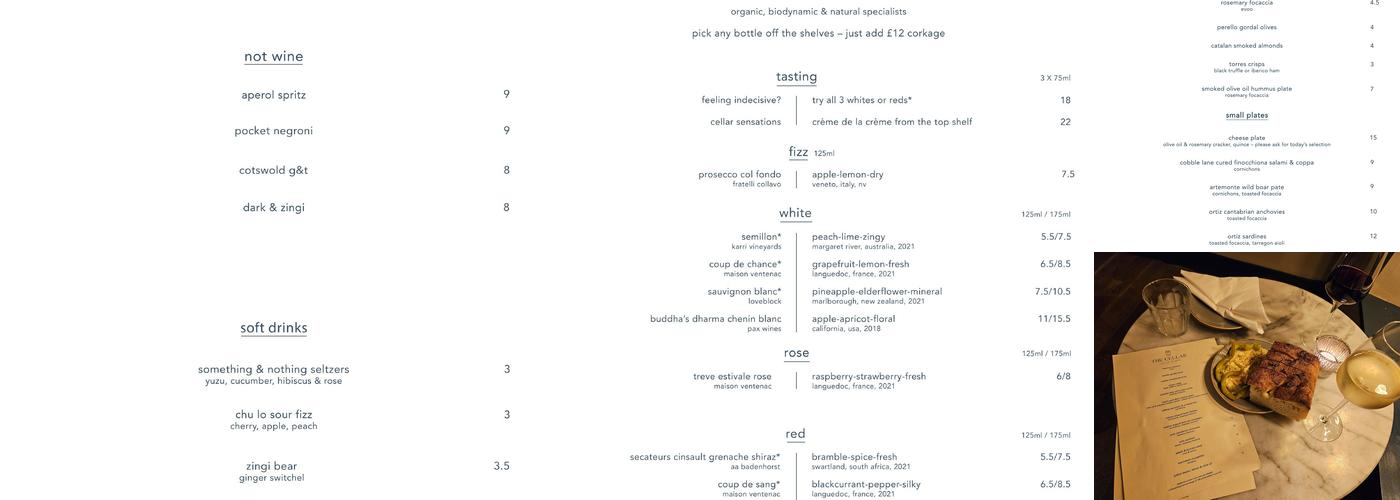 The Cellar - Stow on the Wold Menu