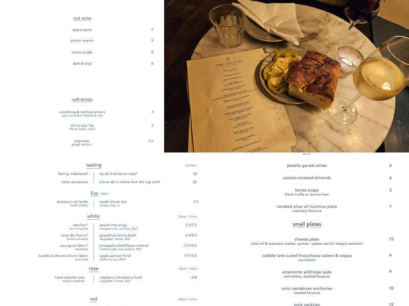 The Cellar - Stow on the Wold Menu