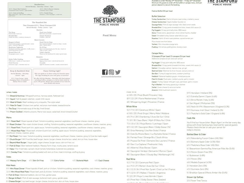 The Ugly Duckling Menu