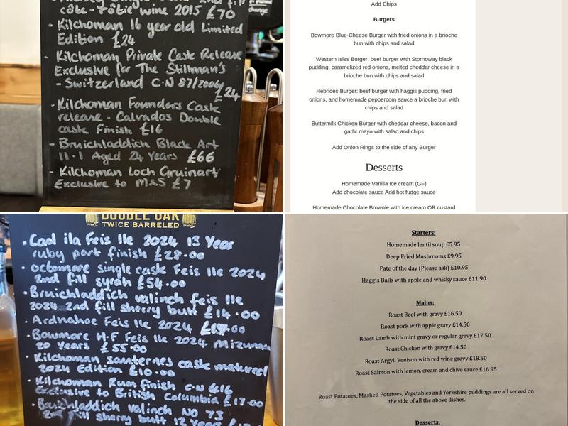 Bowmore Hotel Restaurant Menu