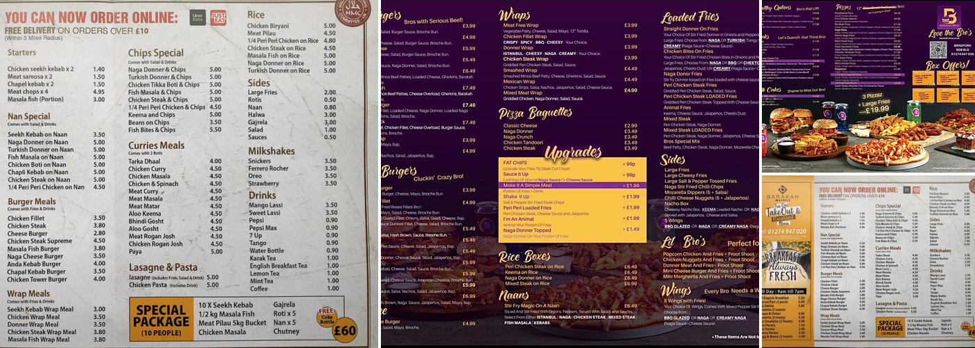 Barakah Bros Bradford Menu