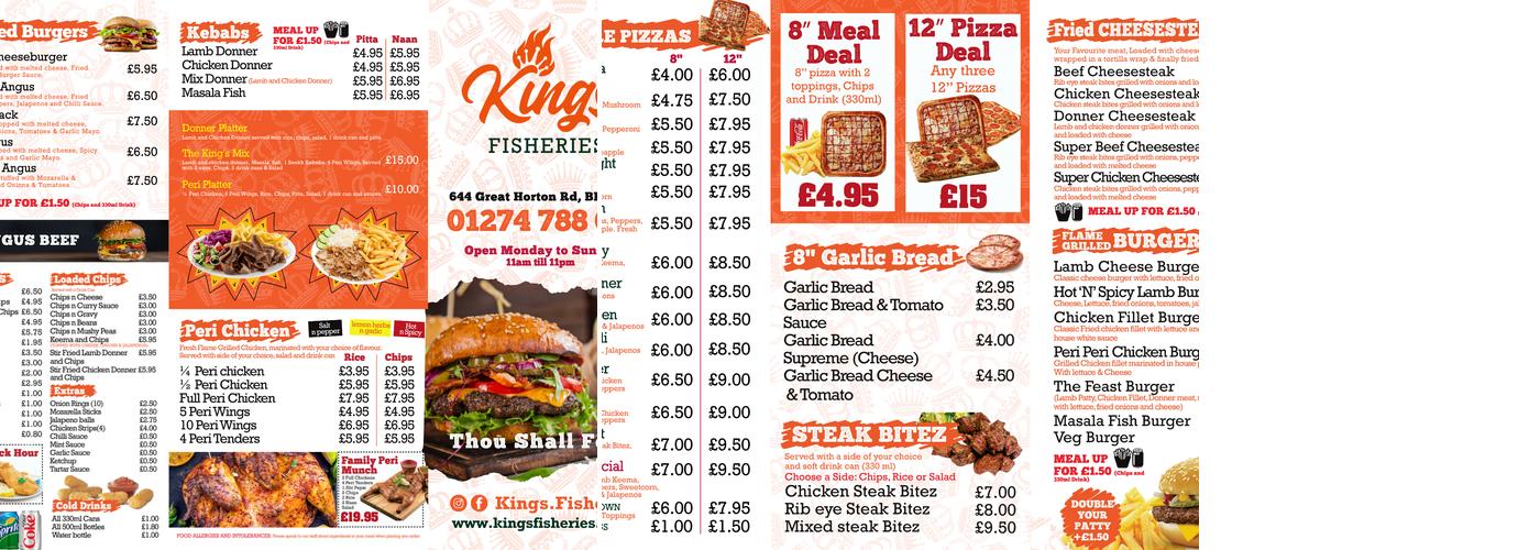 Kings Fisheries Bradford Menu